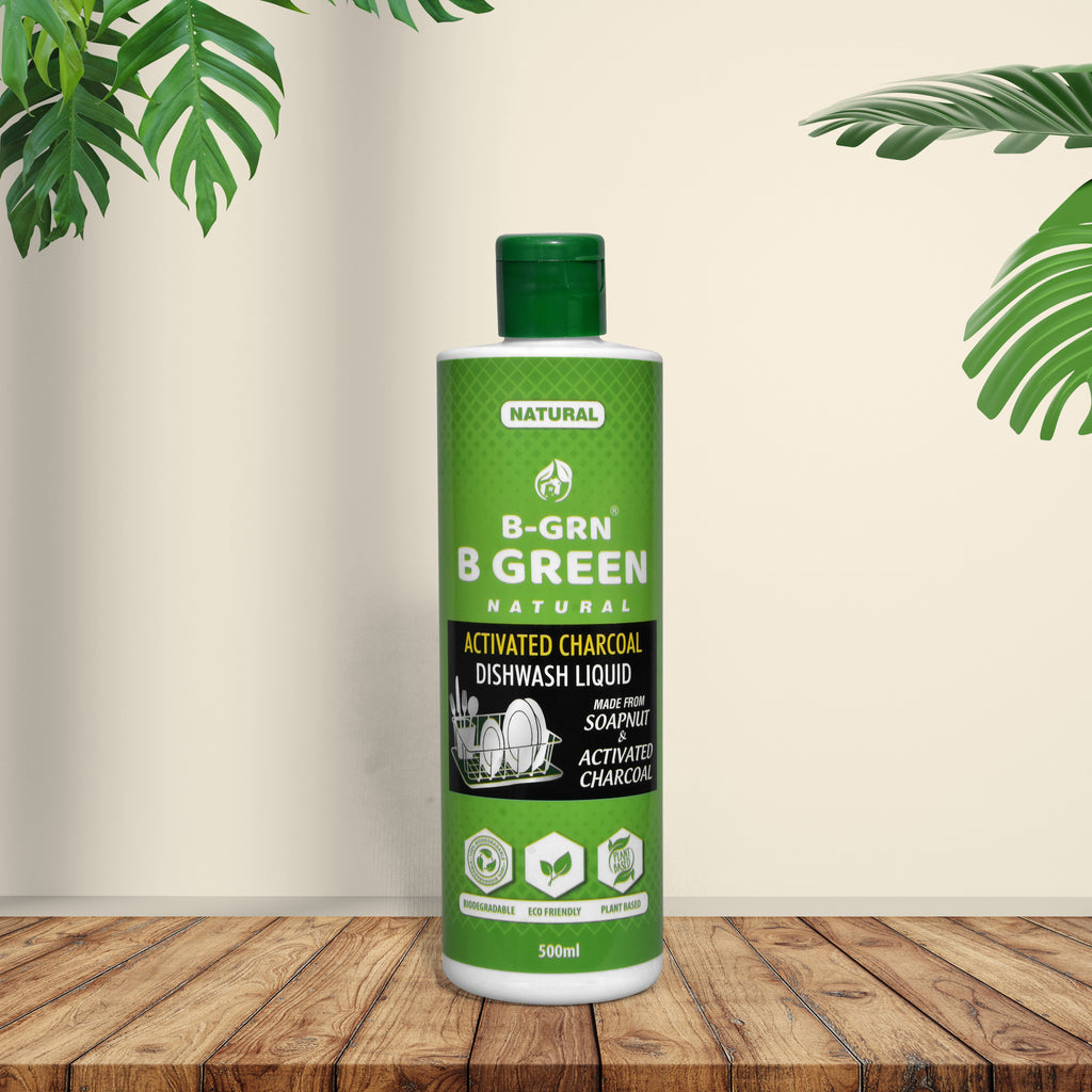 Activated charcoal dishwash liquid 500ml by B-GRN BeGreen Wash — SLS-free, sulphate-free, made in Chennai