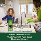 B-GRN BeGreen Wash activated charcoal dishwash liquid in use at kitchen sink—removes grease and odour without sulphates