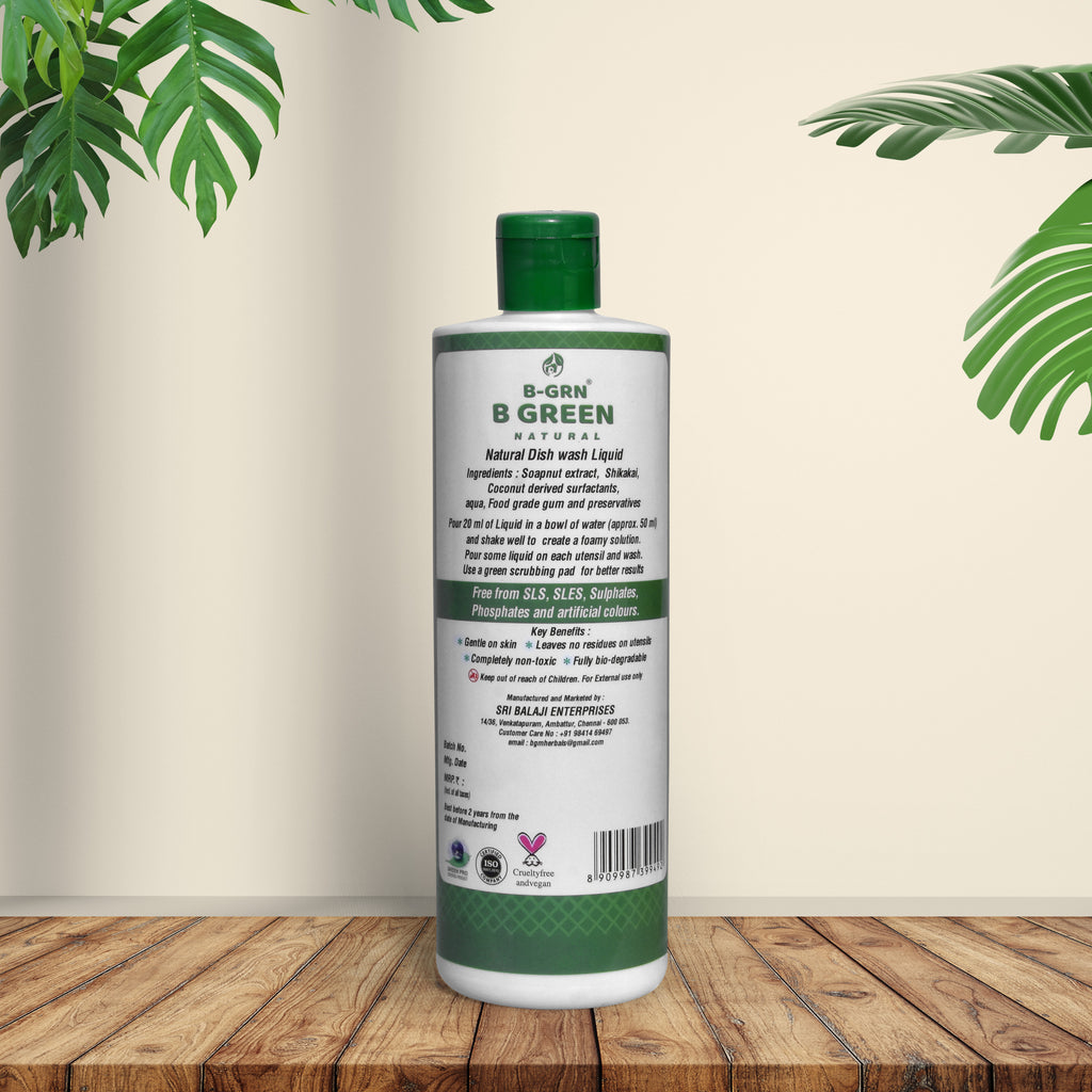 Cruelty-free natural dishwashing liquid by B-GRN BeGreen Wash — no animal testing, plant-based formula