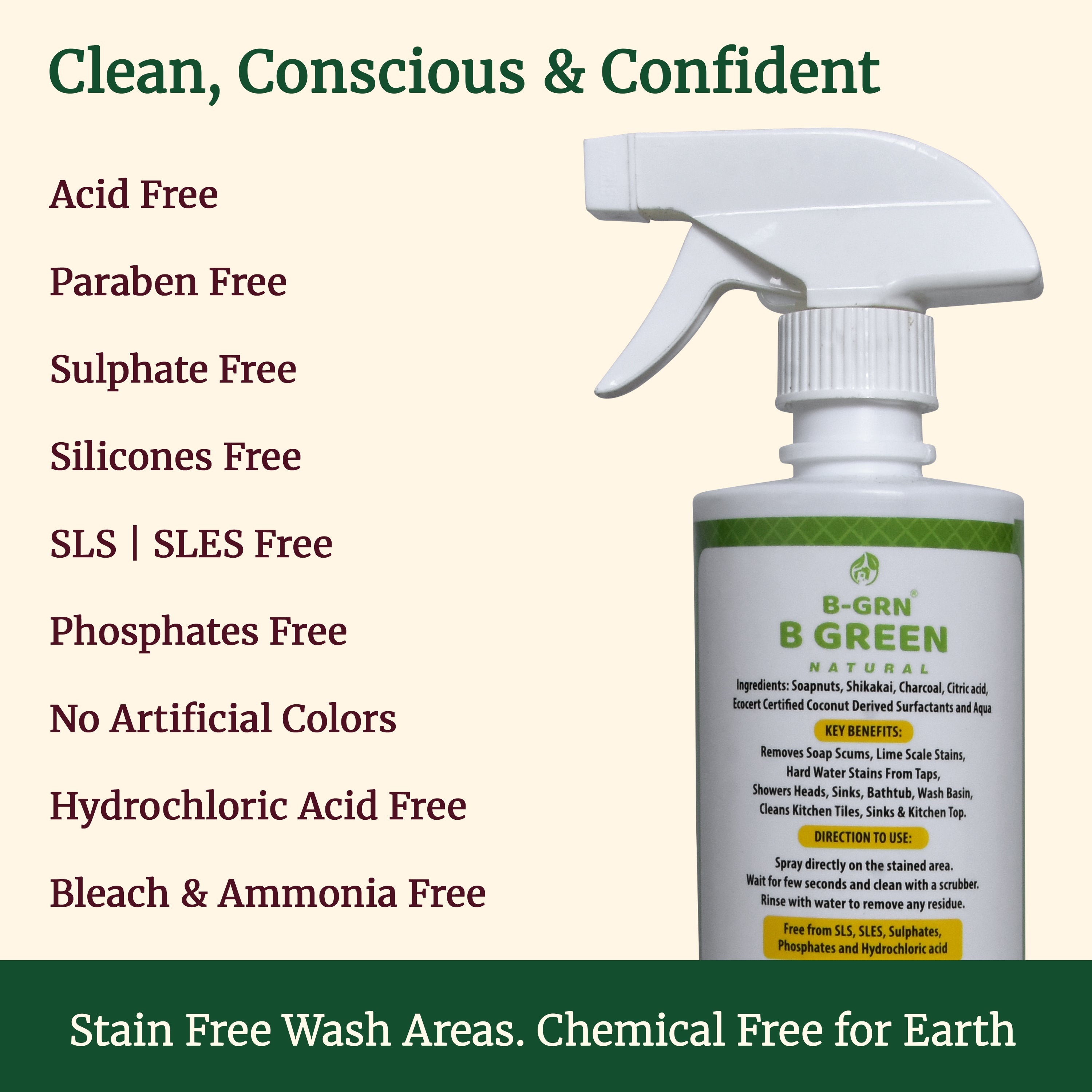 Activated charcoal limescale remover benefits — SLS-free natural eco-safe B-GRN BeGreen Wash