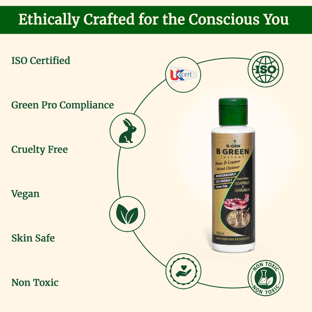 Natural brass and copper cleaner benefits — SLS-free natural eco-safe B-GRN BeGreen Wash