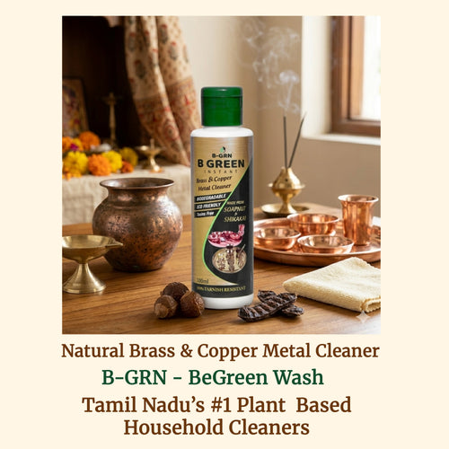 B-GRN BeGreen Wash brass & copper metal cleaner in use—natural brass and copper cleaner plant-based natural