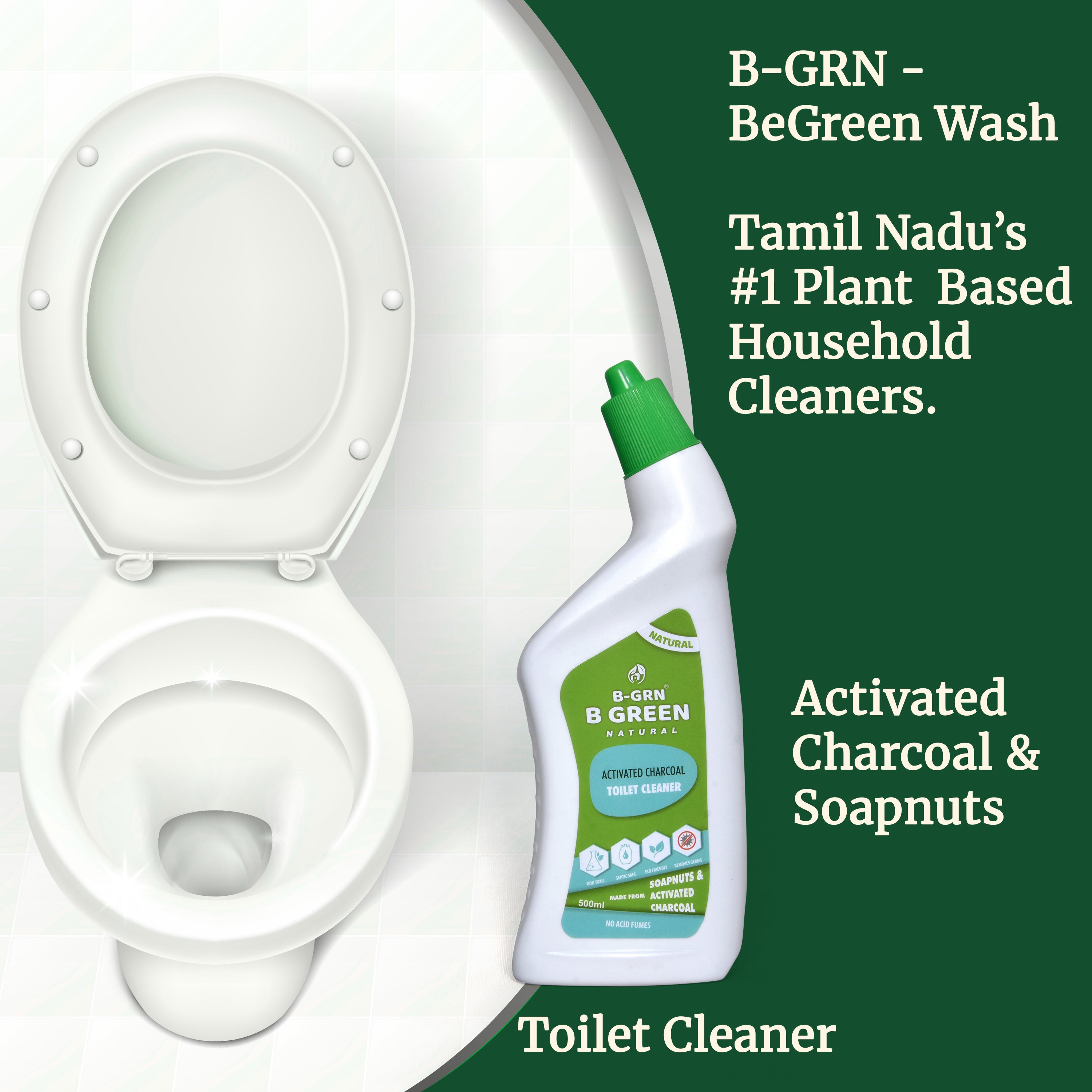 B-GRN BeGreen Wash natural bathroom cleaner in use—bathroom tile cleaner plant-based natural