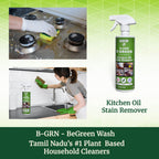 B-GRN BeGreen Wash natural kitchen oil stain remover in use—kitchen oil stain remover plant-based natural